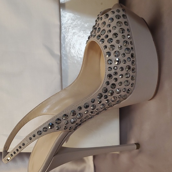Casadei Sweet Ghiaia Peep-Toe Swarovski Crystal Studded Slingback Platfo… - Picture 7 of 9